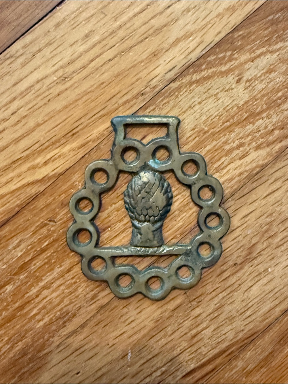 Vintage Horse Brass Wheat Sheath Medallion
